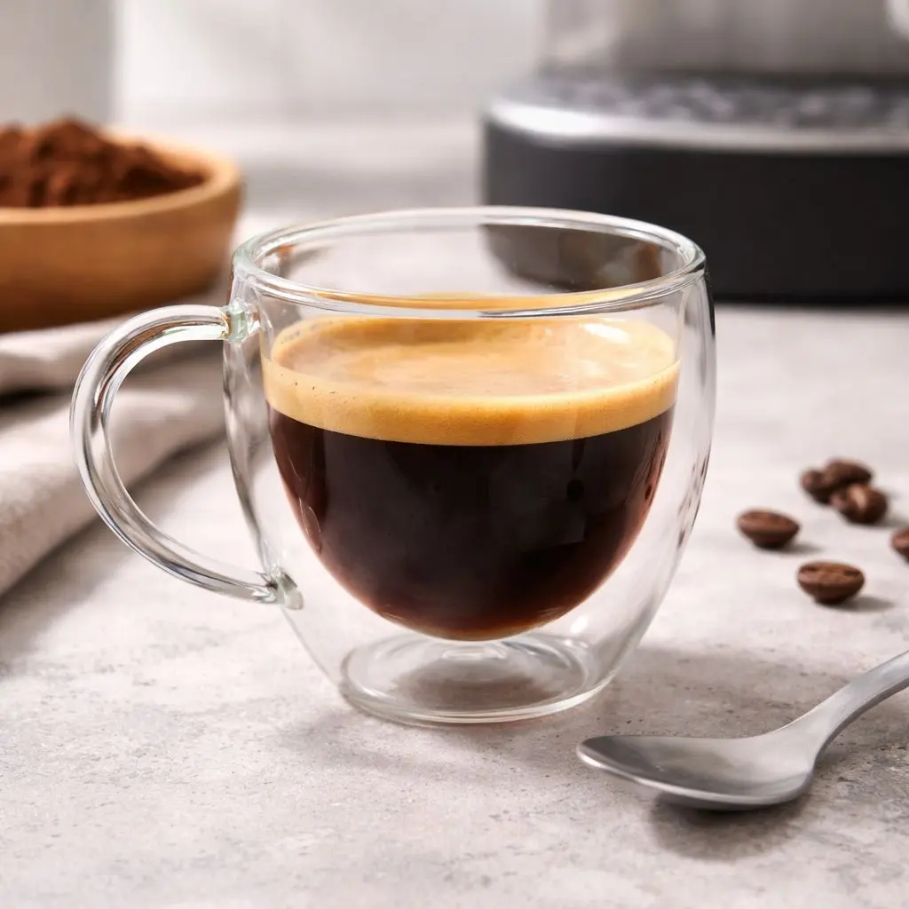 80ml Double Wall Glass Espresso Cup  Heat Resistant Clear Coffee Mug with Handle