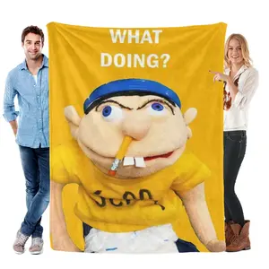 Jeffy "What Doing?" Meme Themed Cozy Flannel  - Playful  Throw for Lounges & Personal Spaces - Super  Plush Gifts for Meme Culture Fans & Fun Decor Lovers party girlfriend romantic gift office comfy sofa living room  soft warm cozy throw toy story blanket