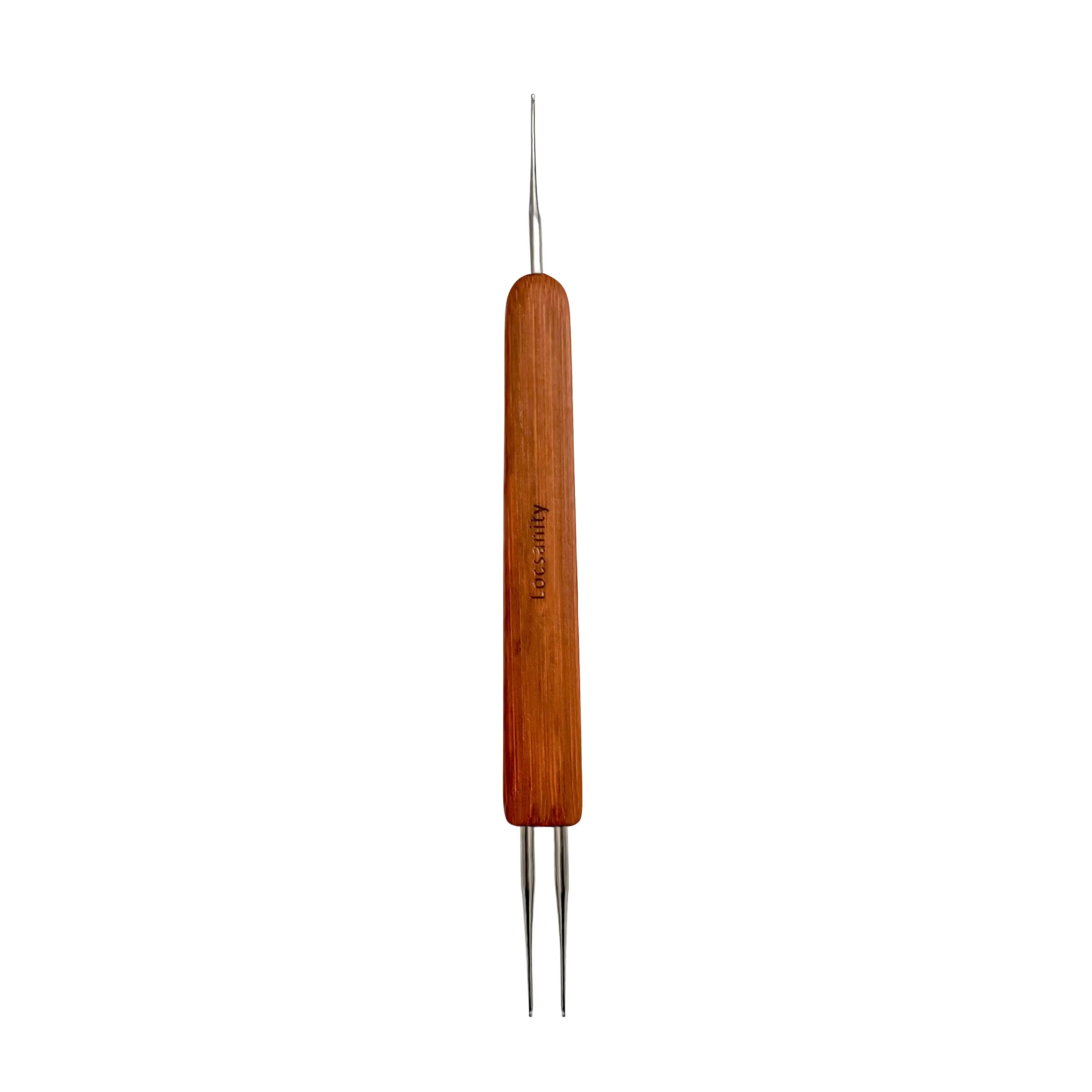 Locsanity Dual-Ended Dreadlocks Crochet Needle Set with Bamboo Handle - Dreadlock Maintenance Tool for Reinserting, 1, 2, 3 Hook Options
