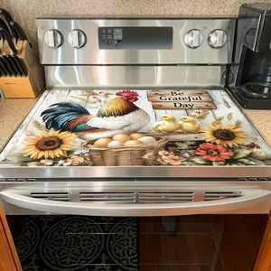 1pc, 2D Flat Decoration, Stove Protector Stove Top Cover Stove Top Covers for Electric Stove Printed Stove Protector, Vibrant Kitchen Accessory, Home Decoration |   Modern Kitchen Decor |   Kitchen Mat, Stove Decor