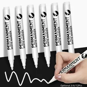 White Acrylic Paint Pens,White Markers Paint Permanent Marker Pens, Fine Tip 1-2mm Waterproof Paint Pen for Fabric Rock Painting Tyre Art Paper Glass for Drawing,Coloring,Graffiti,DIY Crafts, Design