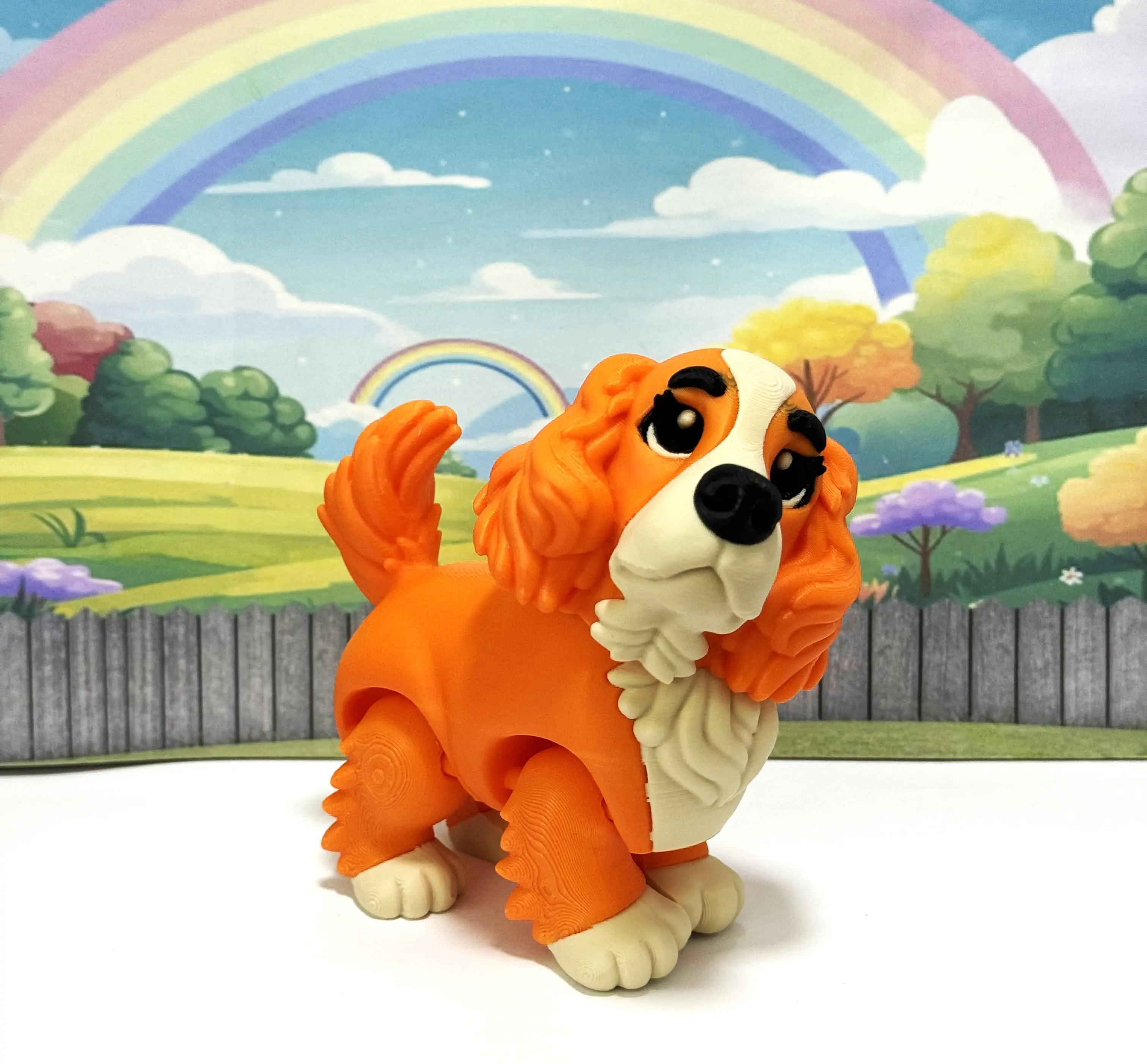 Cocker Spaniel 3D Printed Articulated Dog Figure 4" Realistic Look Puppy Dog Home Office Decor AD-CS-ORANGE