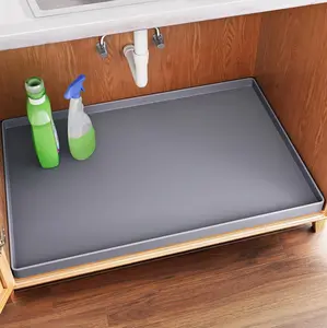 Waterproof Under Sink Mat 34" x 22" Shelf Liner for Kitchen and Bathroom, Cabinet Protector, Organizers and Storage, Flexible Silicone Drip Tray
