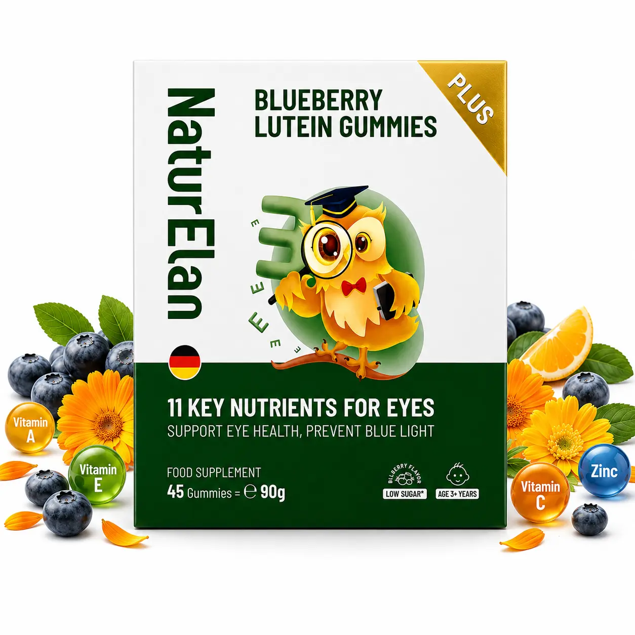 NaturElan Eye Health Gummies | Blue Light Support, Eye Comfort & Vision Support for Screen Users, Gamers & Professionals | 45 Sugar-Free Gummies natural extract