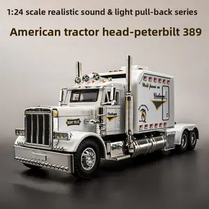 1:24 Scale Peterbilt 389 Semi-Truck Model with Detachable Trailer, Heavy-Duty Alloy Construction, Authentic Look, Built-in Cells – Collectible Toy Vehicle for Kids 8+ & Hobbyists, Realistic Scale Trucks, Scale Detail Trucks
