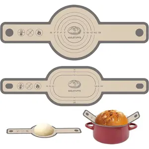Silicone Bread Sling Oval and Round, 2 PCS Nonstick Reusable Bread Baking Mats, Easy-To-Clean Dutch Oven Liners, Sourdough Bread Baking Supplies