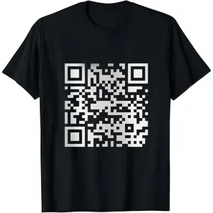 Funny FU QR Code T-Shirt Black Cotton Crew Neck Short Sleeve Casual Graphic Tee for Men Comfortable Versatile Everyday Wear Soft Stylish Streetwear Top