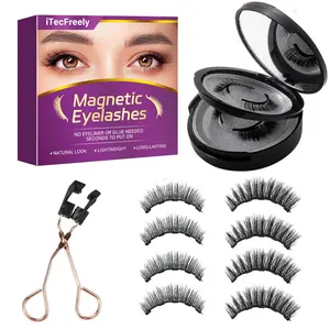 Magnetic Eyelashes No Glue Needed | Easy to Apply in Seconds | Reusable False Lashes Set with Applicator & Mirror Storage Box | Natural Look Lightweight & Long Lasting | 8 Pairs of Magnetic Lashes Kit