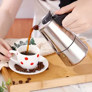 2/4/6/9 cup stainless steel Moka pot straight body espresso coffee maker, Italian coffee equipment, professional home and camping coffee pot