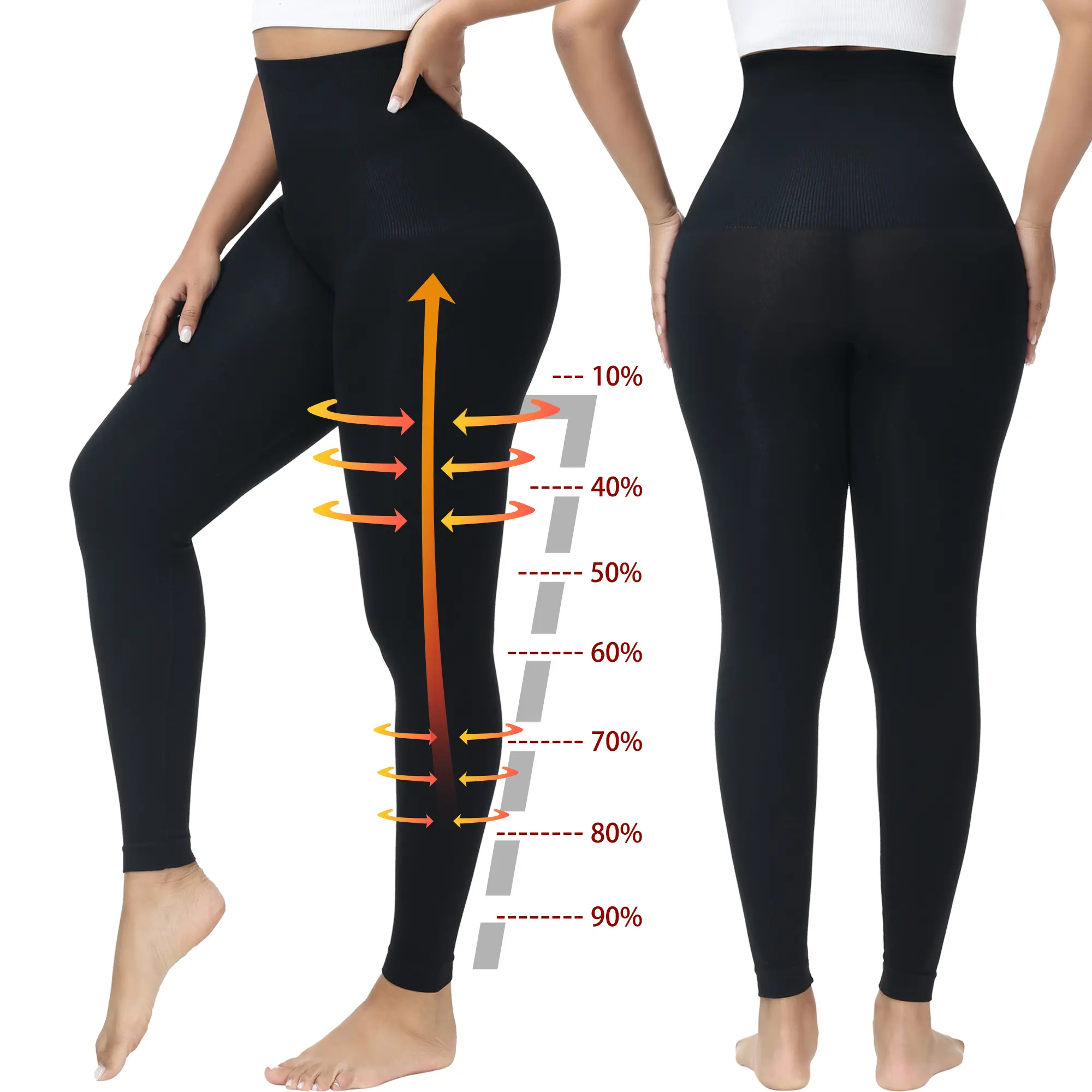 Women's Leggings with Tummy Control, High Waisted Compression Shaping Bottoms in Stretchy Nylon Spandex for Yoga & Gym, Fitness Clothes, Gym Sportswear Bottoms