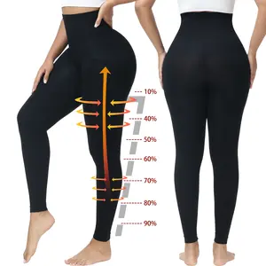 High Waisted Tummy Control Compression Leggings for Women, High Elasticity Shaping Trousers Non See Through Stretchy Black Pants for Workout Yoga Gym Daily Wear
