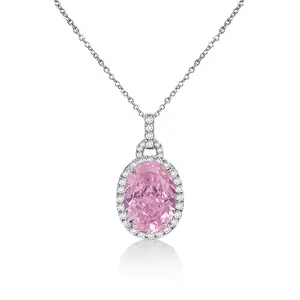 Elegance Stylish Women's 14K Gold Necklace, Oval Pink Sapphire Pendant, Ideal for Birthdays and Daily Gifts