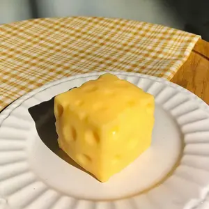 Cute Yellow Cheese Squishy 6cm – Soft Moldable Squeeze Fidget Toy Stress Relief 2/4 Pack