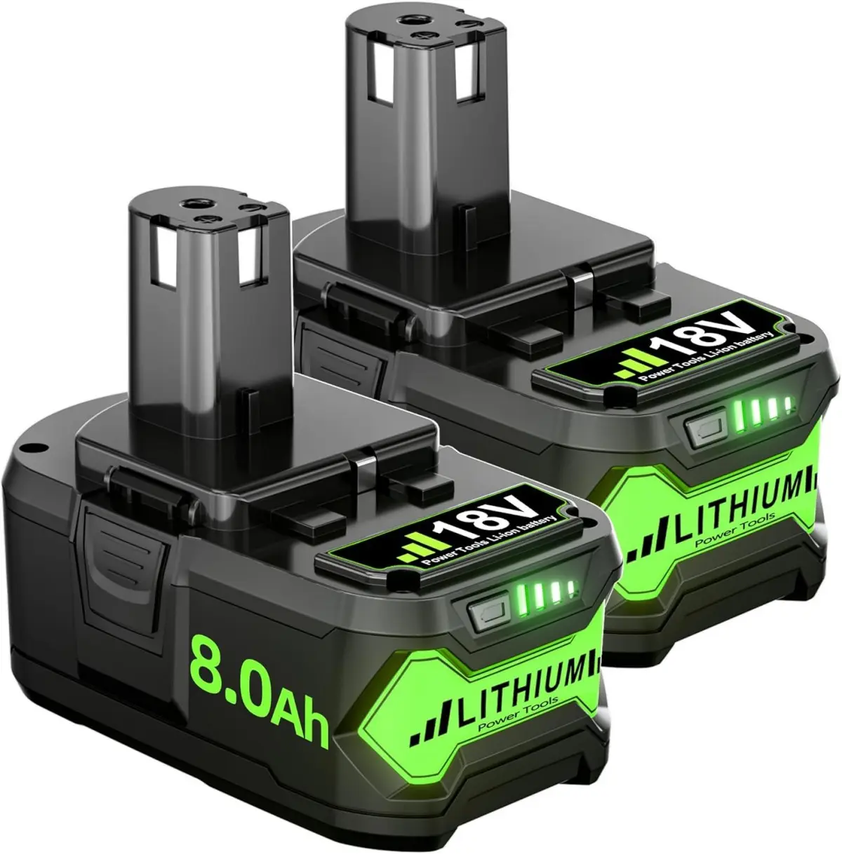 2/1 Pack Upgraded 8.0Ah Replacement for Ryobi 18V Battery Lithium Compatible with Ryobi 18 Volt Battery ONE+ Plus P102 P103 P104 P105 P106 P108 P107 P109 P190 PBP002 PBP003 PBP004 PBP005 Power Tools