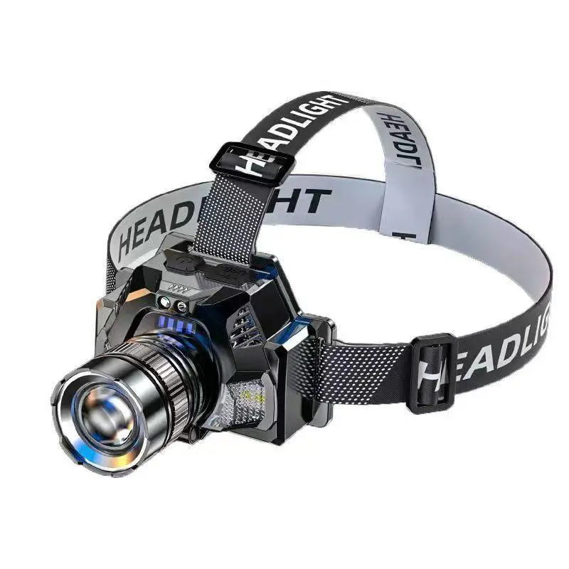 Rechargeable Headlamp,Power Indicato,Zoom(Spot to Flood), Motion Sensor Switch, 90° Adjustable, Detachable Headband, Soft Light/Strobe, Includes Charging Cable, Power Bank