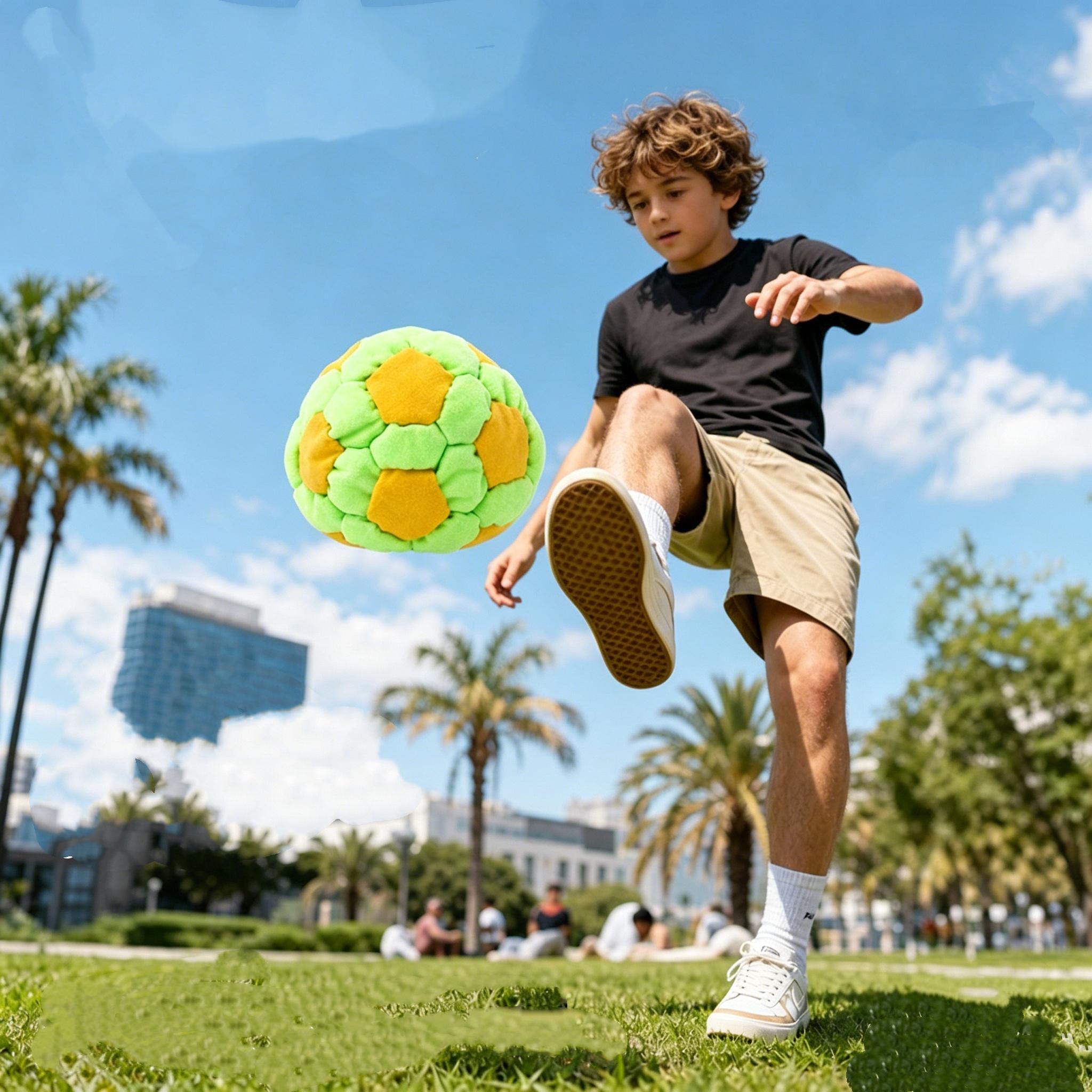 Plush Soccer Ball, Hacky Sack Footbag, Soft Indoor Kick Ball for Leisure & Outdoor Recreation