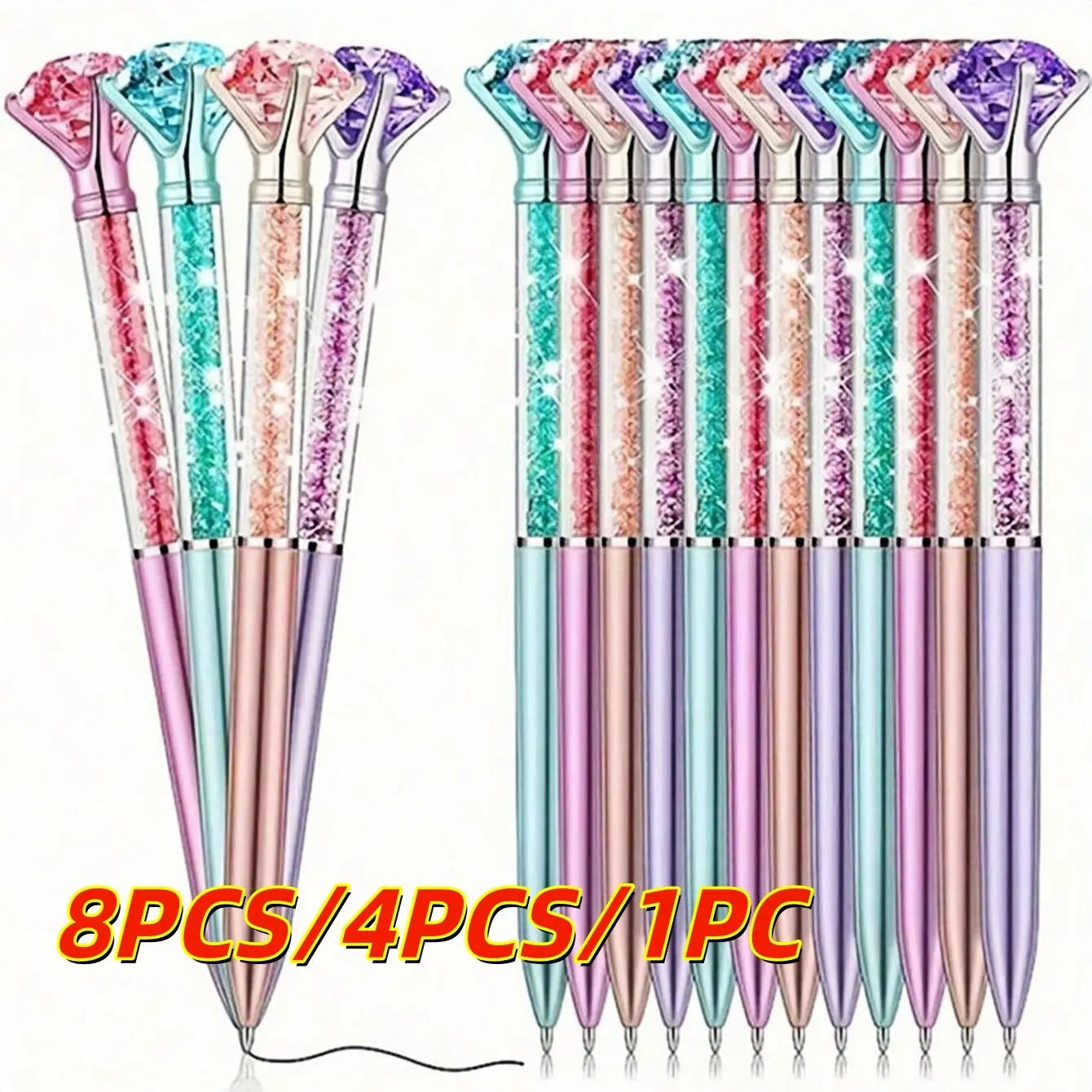 Sparkling Crystal Diamond Ballpoint Pens, Retractable Medium Tip, Perfect for Weddings, Office, School, Christmas, Valentine's Day Gifts, Office School Supplies, Glitter Ballpoint Pen