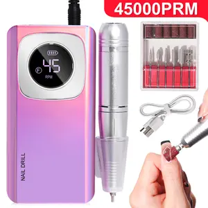 Portable Professional Nail Art Machine 45000 RPM Rechargeable Electric Nail File Set Suitable for Acrylic, Gel Nail Art, Nail Art and Pedicure - Salon and Home Use