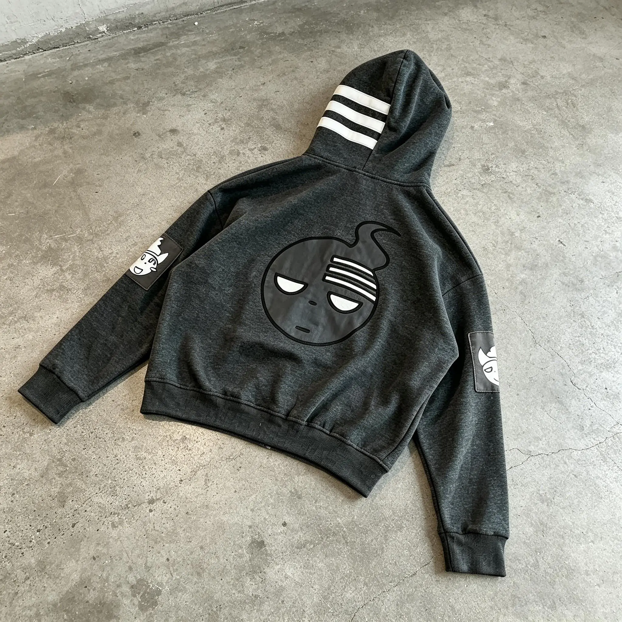 Soul Eater Anime Character Graphic Zip Up Hoodie Unisex Oversized Gray Sweatshirt Streetwear Jacket,Gift for Anime Lover