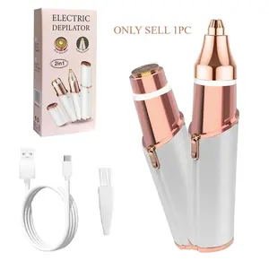 1 Set Portable Facial Hair Remover, 2-In-1 Electric Eyebrow Trimmer, LED Light Lip and Body Hair Removal Tool, Personal Care Appliances, Multifunctional Hair Shaver, Rechargeable Women's Razor Gift, Travel Shaver