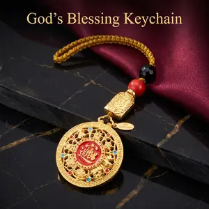 God’s Blessing Keychain Phone Charm Car Interior Ornament Door Amulet Money Wealth Lucky Charm Peace Evil-Repellent Chinese Feng Shui Gift for Men Women