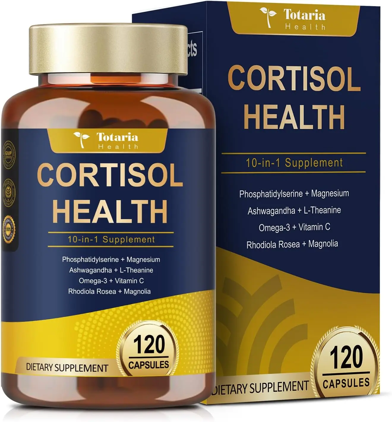 Totaria Cortisol Supplement with Ashwagandha,Magnesium,Rhodiola Rosea,L Theanine,Hormone Balance for Women Mood, Focus, Sleep Support 120 Vegan Capsules