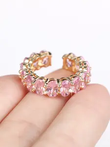 Gentle Pink Diamond Open Ring | Luxurious Full-Diamond Design, Romantic Atmosphere at Your Fingertips. Flattering on All Skin Tones | Perfect for Valentine's Day, Parties, Birthdays & Daily Commute.