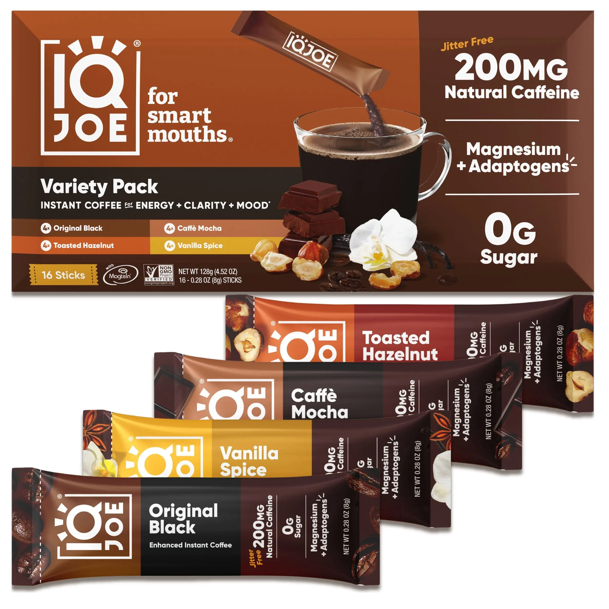 IQJOE Instant Mushroom Coffee Packets with Lion’s Mane - Sugar Free, Keto, Vegan Clarity and Mood Enhancing Coffee