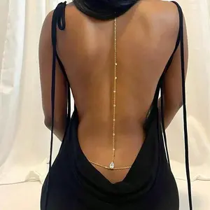 Fashionable and Elegant Bridal Wedding Rhinestone Back Chain Personalized Tassel Water Drop Waist Chain Body Chain