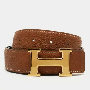 Pre-owned Hermes Constance Reversible Belt Leather Medium