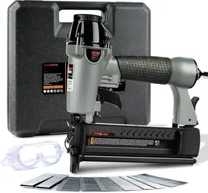 Pmatic Brad Nailer, 2 in 1   Staple  Fires 18 Gauge 2 Inch Brad Nails and Crown 1-5/8 inch Staples with Carrying Case and Safety Glasses( with Air Compressor)