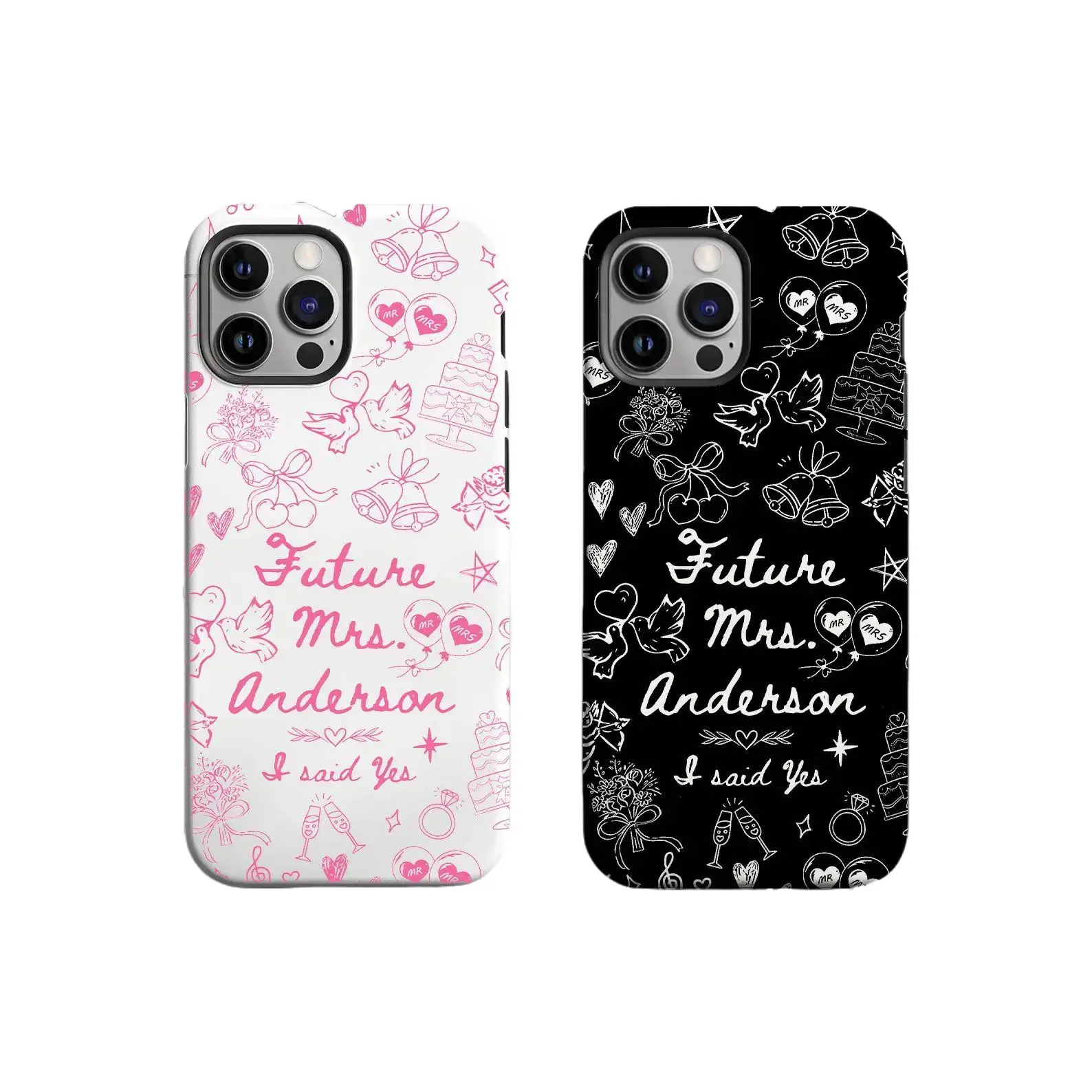 Custom Bride Phone Case Bridal Wedding Personalized iPhone Samsung Galaxy Cellphone Anti-Fall Falling Protection Soft Premium Cover for Bride to Be