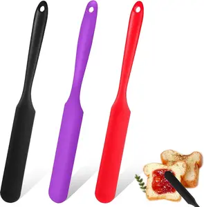 Silicone Jar Spatula, Set of 3 Spatulas, Heat-Resistant Jam Spreader for Baking, Mixing, Cakes, Cream, Butter, Scraper