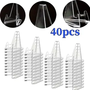 40 Pack Thicked Card Display Stand Set,2.24" Small Easel Stands Acrylic Picture Holder Stands,Mini Coin Display Easel Baseball Sports Trading Graded Card Holder for Challenge Coin Photo,Hand Tools Kits