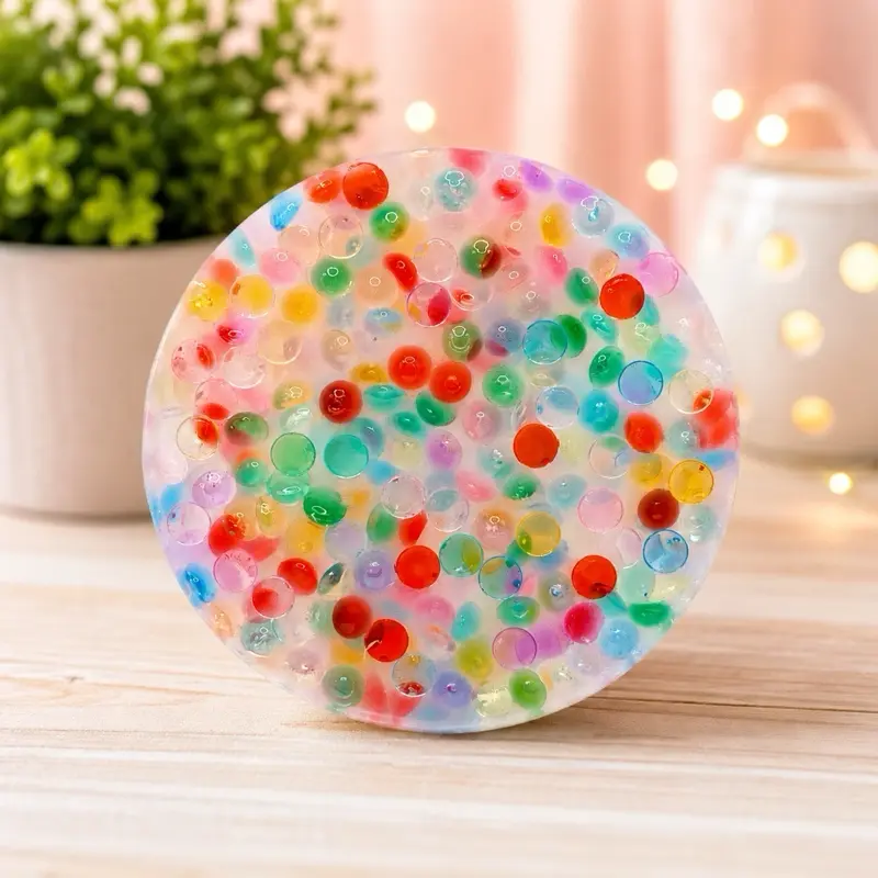 Rainbow mini crystal discs Silicone Picky Fidget Toy - 3.5 x 3.5 Inch ADHD-Friendly Sensory Tool for Stress, Anxiety, and Nervous Energy Relief Relaxation Stick Solution