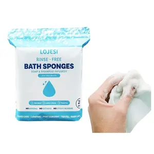 Disposable No-Rinse Bath Wet Wipes, One-Piece Bath Soak Foam Sponge, Convenient Bathroom Essential, Easy-To-Use Personal Care Item, Bath Sponges