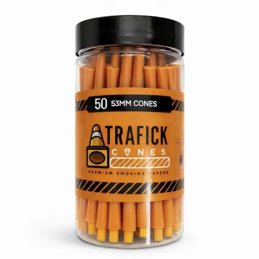 Trafick Cones, 50 Count, Premium Paper Cones, High Quality Paper Cones, 50 Cones, Natural Rolling Papers, Orange,  Precision Rolled, Ready to Fill Paper, Bulk Pack, Fine Paper, Easy Fill Paper, Ready to Use Paper Cones