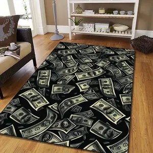 Polyester Banknote Dollar Design Rug – Large Washable Area Mat for Home & Office, Anti-Slip, Suitable for Living Room, Bedroom, Laundry, Entryway – Durable Decorative Floor Covering