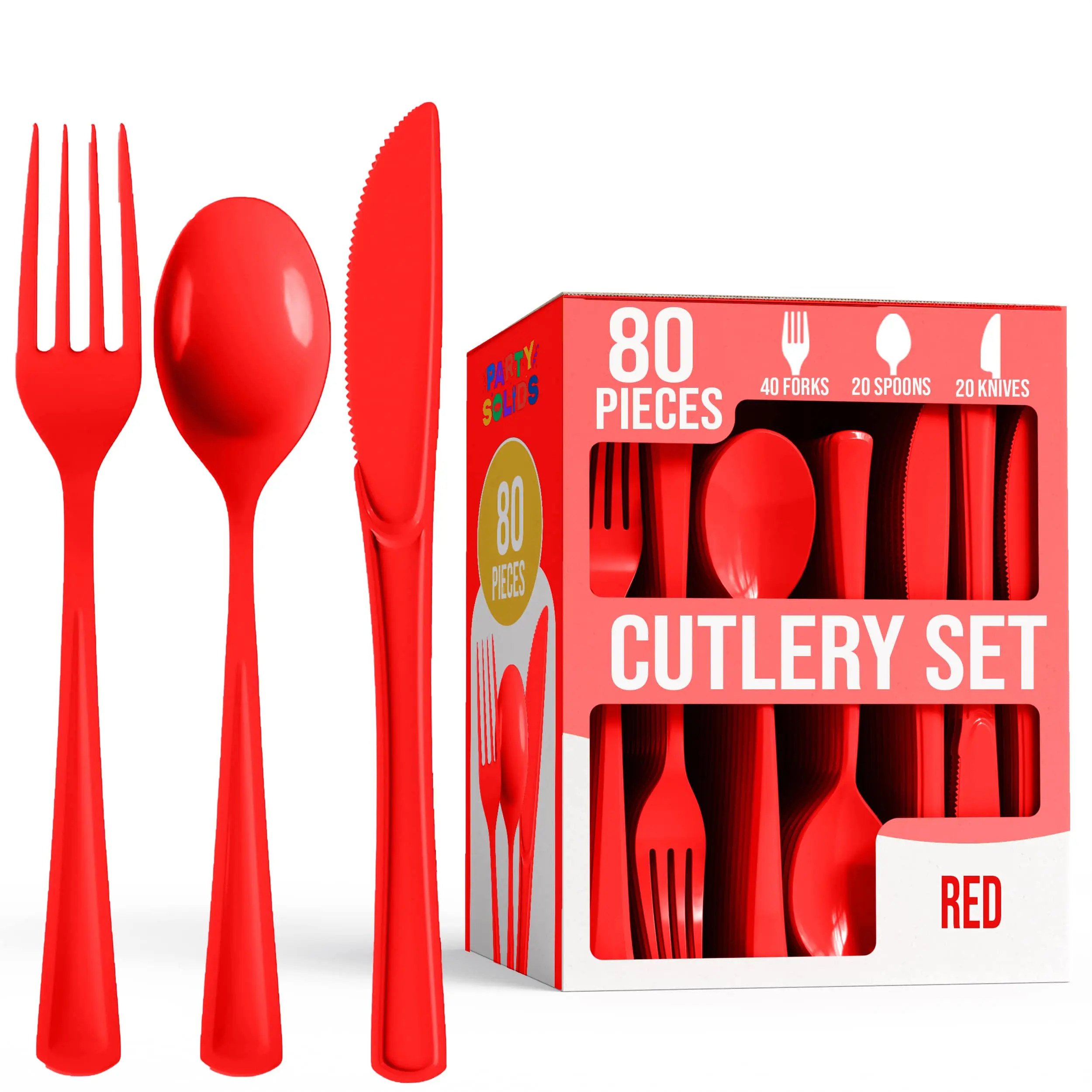 Heavy Duty Red Cutlery Combo | 7.5 in. | 80 Count