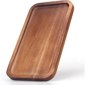 Small Acacia Wood Rectangular Serving Platters – Long Charcuterie Boards for Cheese, Appetizers, Desserts & Snacks – Rustic Kitchen Tray