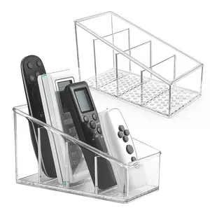 MaxGear Remote Control Holder Clear TV Remote control Storage Organizer Small Plastic Caddy for Home, 2 Pack