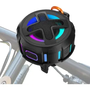Upgraded, Pro Bike Speaker, with Pro Handlebar Mount, Bluetooth V5.4, IPX7 Waterproof, Silicone Case, Broadcast Navigation,10W Bassup, 15-24H Playtime, Hook, for eBike, Bicycle, Motorcycle Accessories