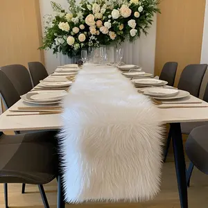 Table Runner,Christmas Fur Table Runner for Party Birthday Christmas Friendsgiving Wedding Dinning Table,Faux Fur Runner for Table(White, 12x36 Inch) Elegant Home Decor halloween decor