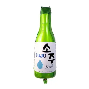 JOYMIX Jumbo 30" Soju Bottle Foil Balloon (set of 1 with straw) - 21st Birthday Decorations Korean Decor, Reusable Inflatable Karaoke Kpop Theme Bachelor Party