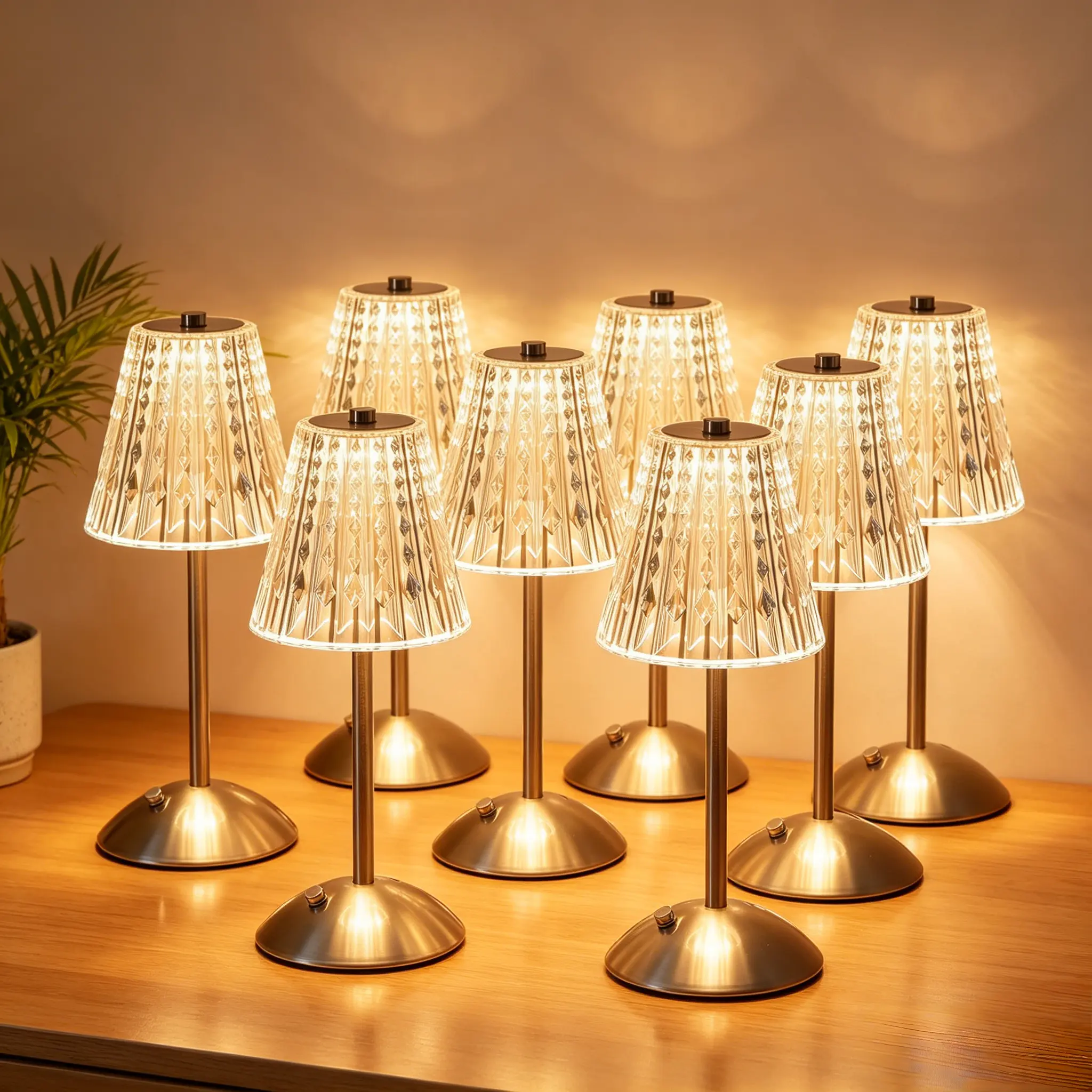 Cordless Crystal Table Lamps, Premium Rechargeable Touch Lamps with 3 Color Dimmable Lighting for Bedroom, Nightstand, Restaurant & Home Decor, Dimmable Mood Lamp, Electronic Lamp