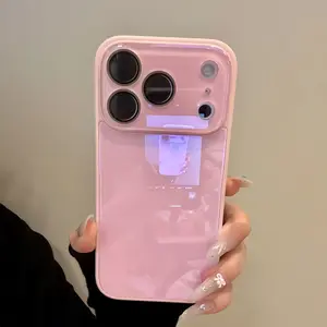 Candy-Colored Glossy Glass Back Panel Smartphone Case for IP 13,14,15,16 Pro Max,17 Pro Max Anti-Drop Full Protection Cellphone Cover with Simple Solid Color Design Handheld Electronics Accessories Protector Protective Shockproof