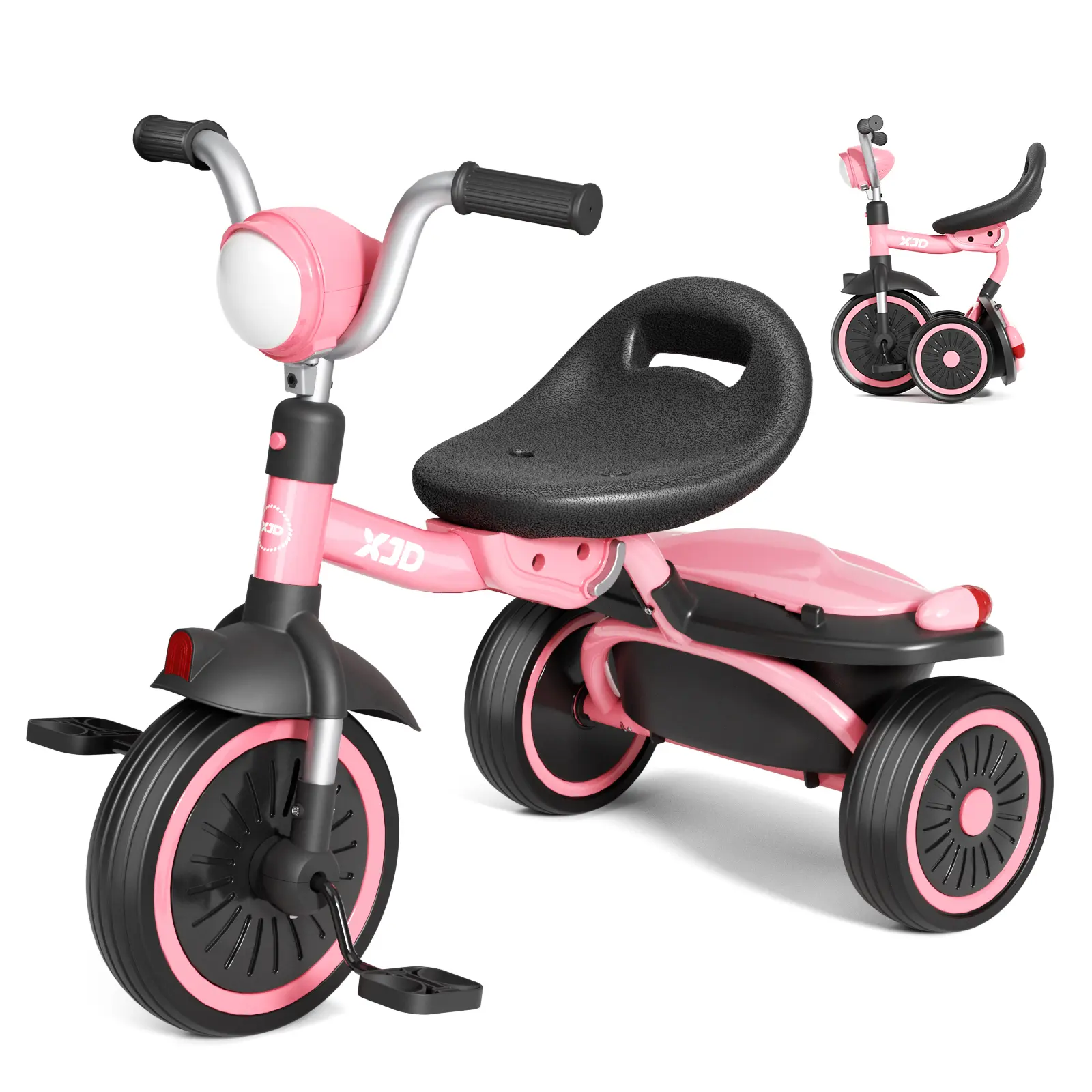 XJD Kids' Trike Bike - Foldable Children's Bicycle with Pedals, Adjustable Seat, Non-Pneumatic Tires, 4.4 kg, Holiday Gift for 2-5 Year Olds (Foldable Trike)