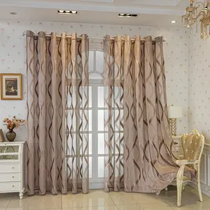 1pc Brown Coffee Wave Jacquard Curtain, Milk Tea Brown Three-Dimensional Ripple Window Curtain, Light-Filtering and People-Transparent Jacquard Curtain, American Wave Webbing Curtain, Coffee Color Curved Jacquard Window Curtain