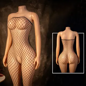 Women’s Fishnet Mesh Bodysuit Sleepwear, Black One-Piece Outfit with Elegant Cut for Special Occasions, Holiday Outfit & Christmas Gift Ideas, Christmas Outfit Picks Sheer Basic