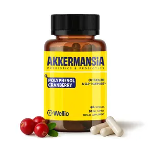 Wellio Akkermansia Probiotic with Prebiotic & Polyphenol Cranberry - Delayed Release, 60 Capsules, 1 Month Supply, Made in USA, Gut Health for Men & Women